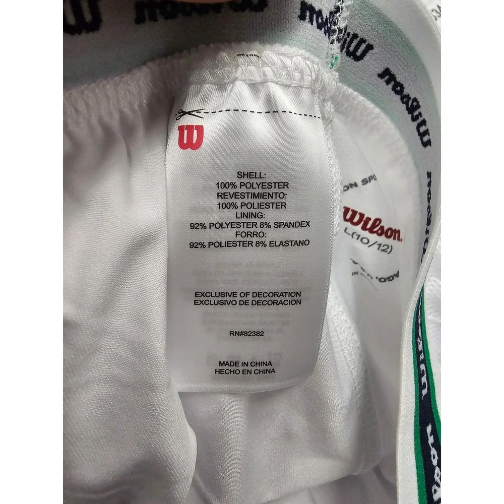 Wilson Girls Pleated Tennis Skort White Polyester Blend Athletic Size Large